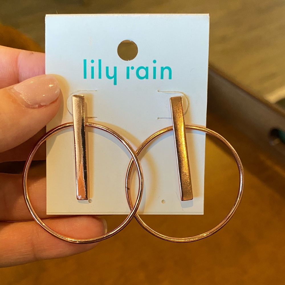Lily Rain Metal Circle Bar Earrings